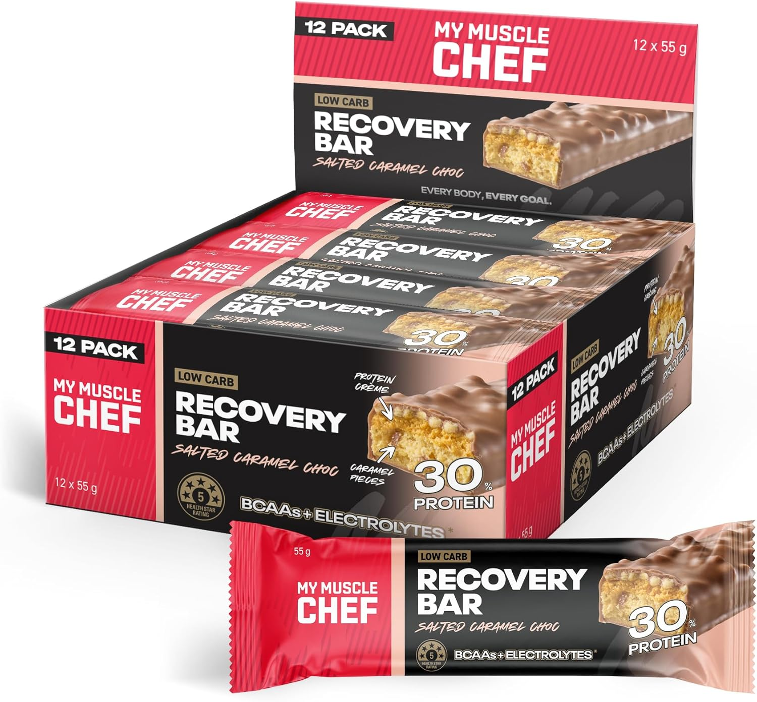 Recovery Bar Pack Salted Caramel Pack of 12 X 55G image number 1