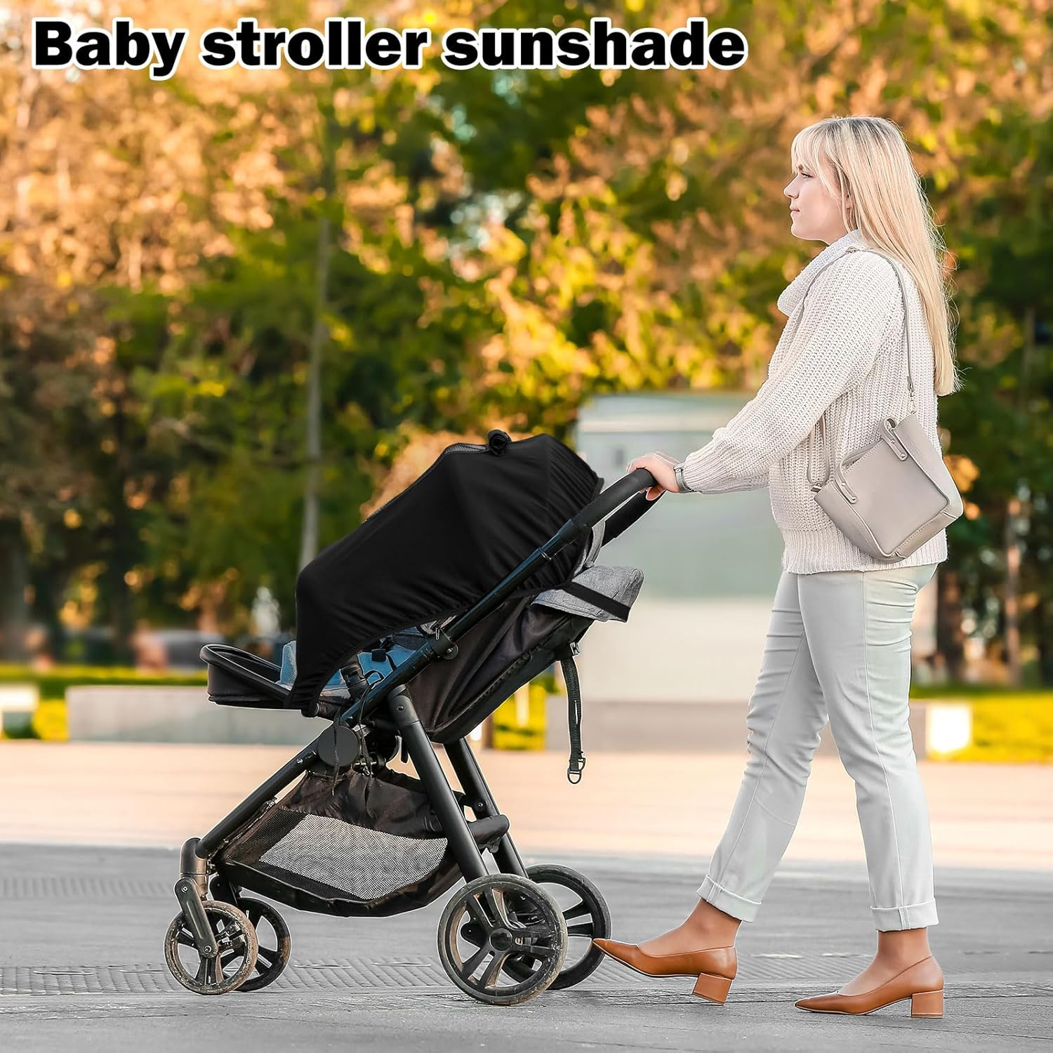 Stroller Sun Shade for Baby, Breathable Sun Protection Pushchair Canopy with Skylight Lightweight Pram Parasol Easy to Assemble for Stroller (With Skylight)