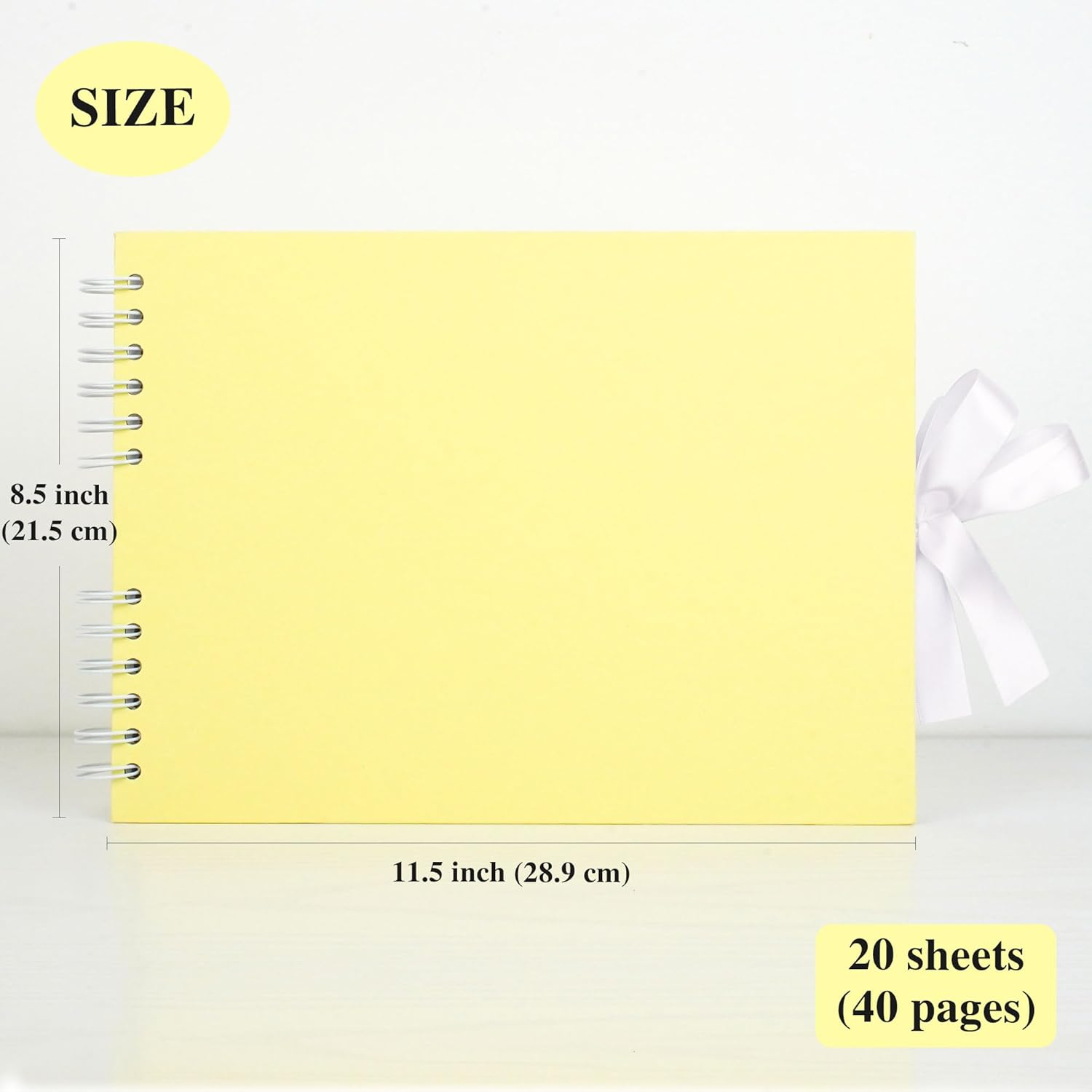 Scrapbook Memory Book with 20 Sheets White Pages 11.5X8.5 Inch DIY Album Set with Corner Stickers for Baby Shower Birthday Wedding Travelling, Yellow image number 1