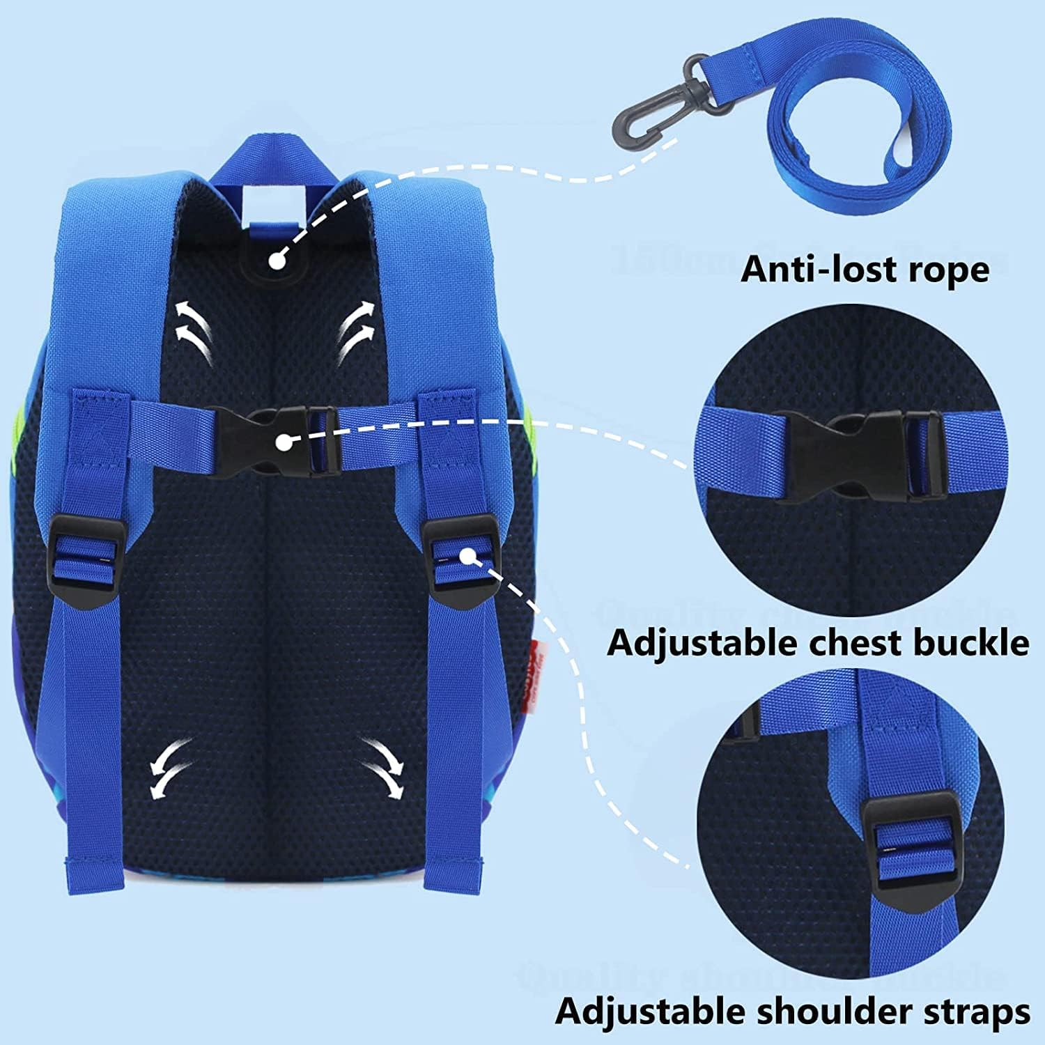 Kids Safety Harness Backpack Leash Child Toddler Anti-Lost Dinosaur Bag Cartoon image number 5