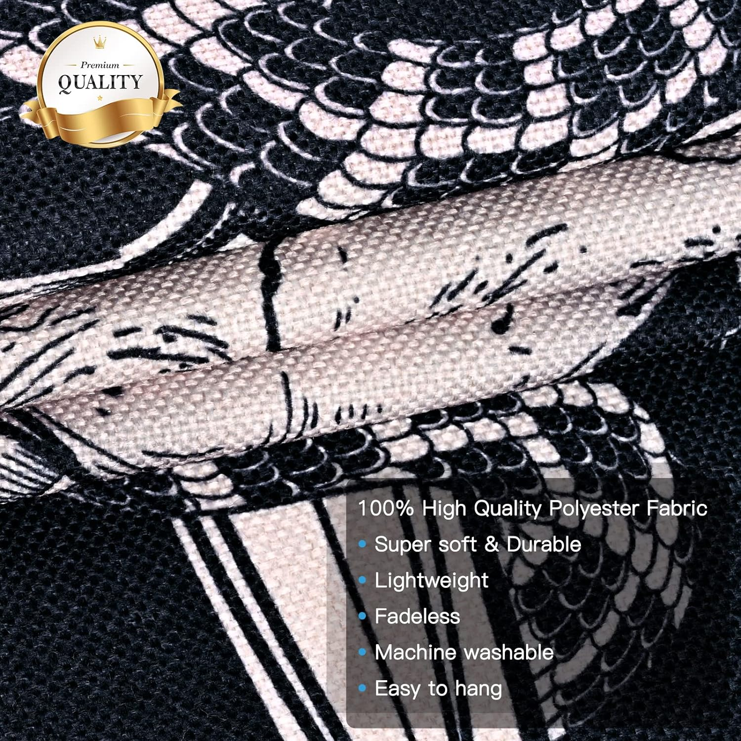 Uspring Skull Tapestry Sun and Moon Tapestry Skeleton Snake Tapestries Vertical Sword Tapestry Black and White Tapestry Wall Hanging for Room (Black, 12.8 X 51.2 Inches) image number 4