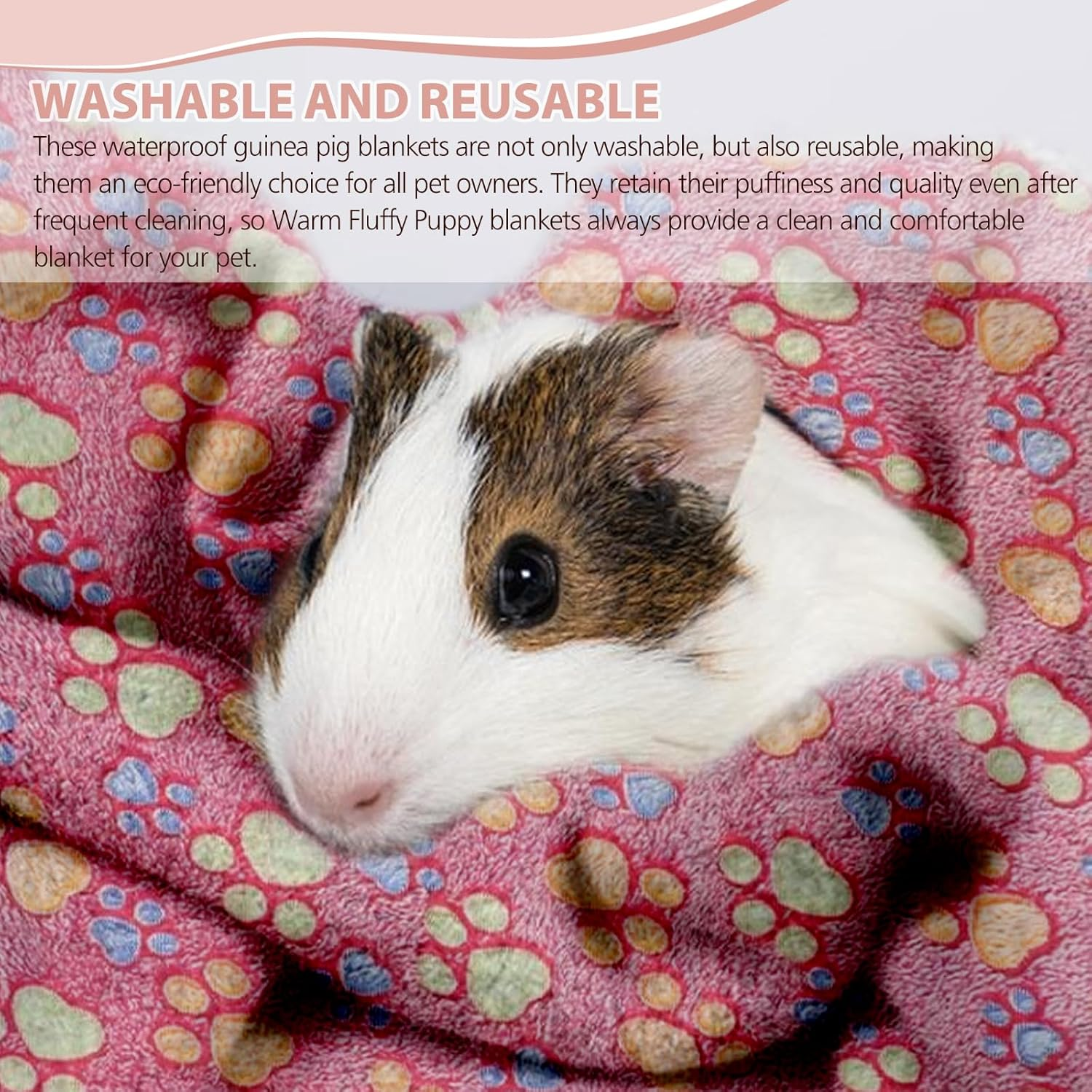 WIYETY Pack of 3 40 X 60 Cm Waterproof Guinea Pig Blankets: Guinea Pig Fleece Blankets Washable Small Animal Fleece, Warm Fluffy Puppy Blanket for Kittens Small Animal Mats, for Rabbits, Hamsters image number 4