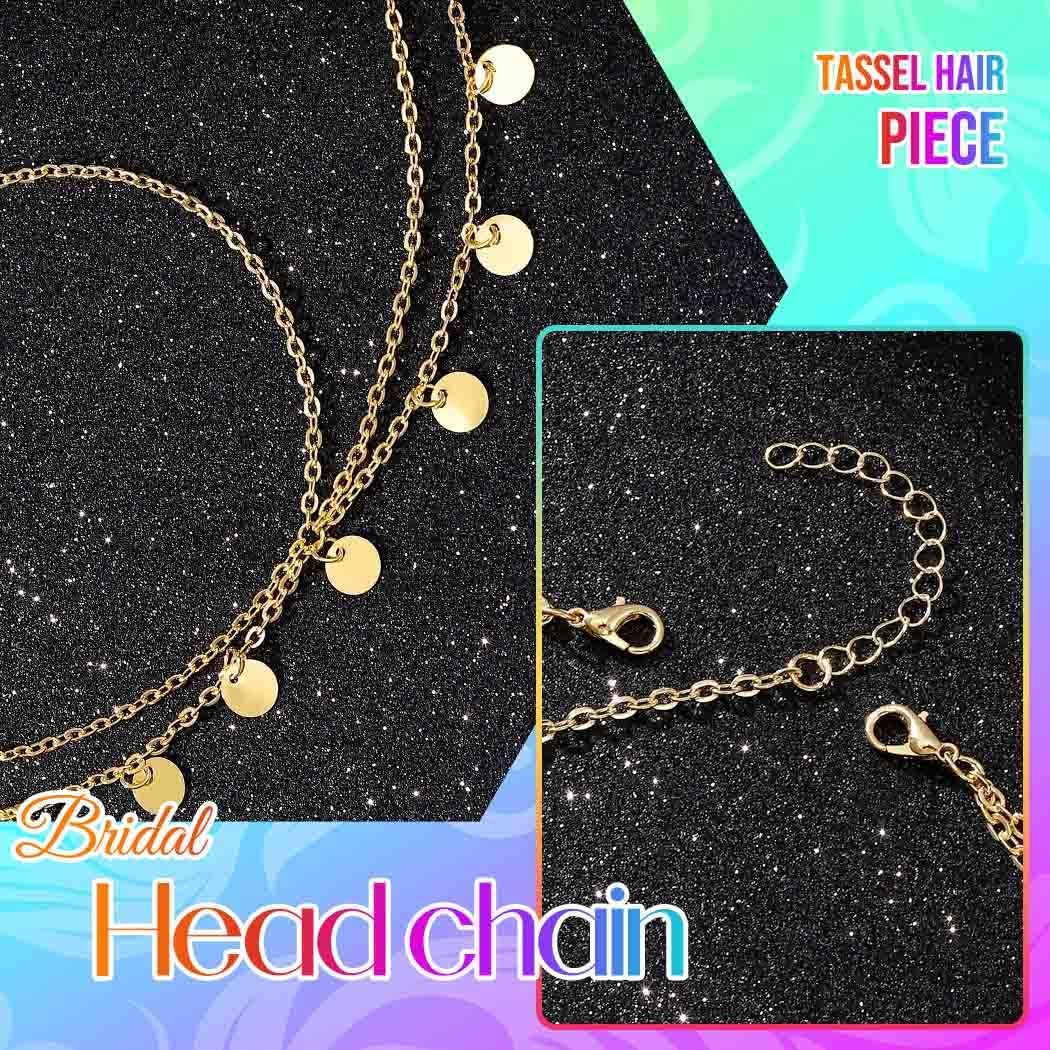 Fashband Sequin Head Chain Tassel Hair Chain Gold Headwear Hair Accessories for Women and Girls