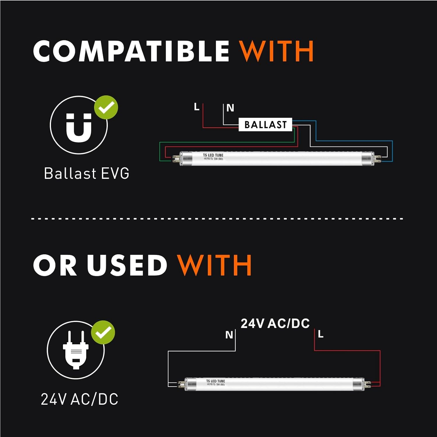 IHYCTV LED Tube T5 Short 288 Mm, Mini LED Tube, 5 W, 685 Lm, 6500 K, G5 Socket, Retrofit Replacement Classic 8 W T5 Bulbs for EVG, Low Voltage, 865 Daylight White, Pack of 1 image number 2