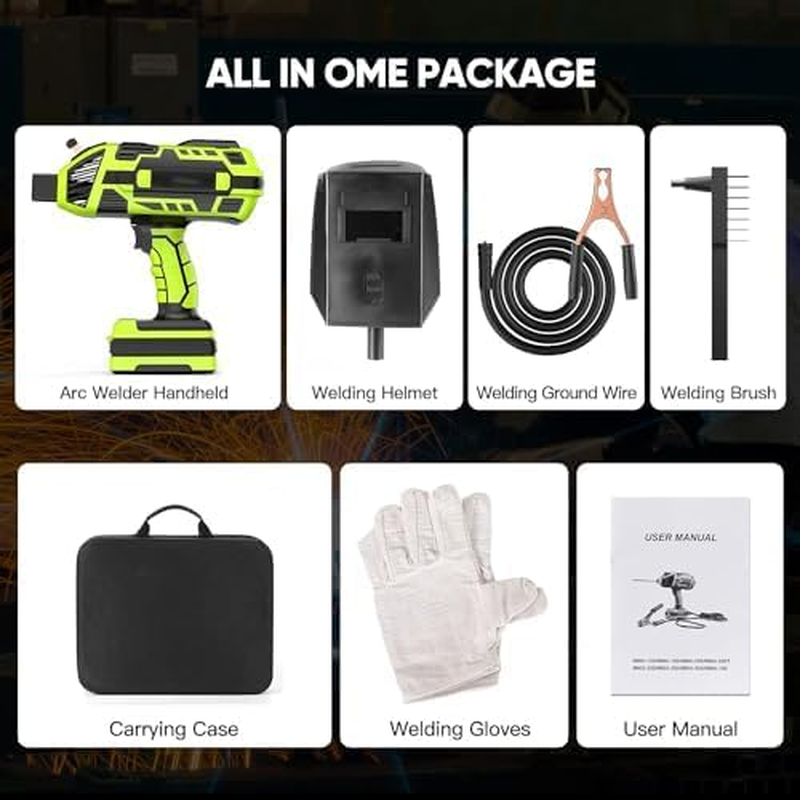 MINYII Portable Welding Machine Handheld Welder with IGBT Inverter 6 Variable Current Adjustment Portable ARC for 3/32"-1/8" Wire Rods Electric Stick Welder Machine Suit (GREEN) - Green image number 2