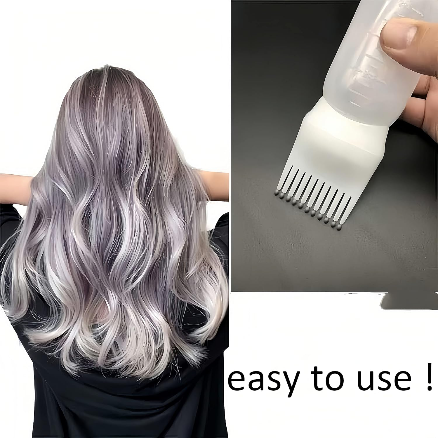 Root Comb Applicator Bottle 6 Ounce,3 Pack Applicator Bottle for Hair Dye with Graduated Scale(White) image number 2