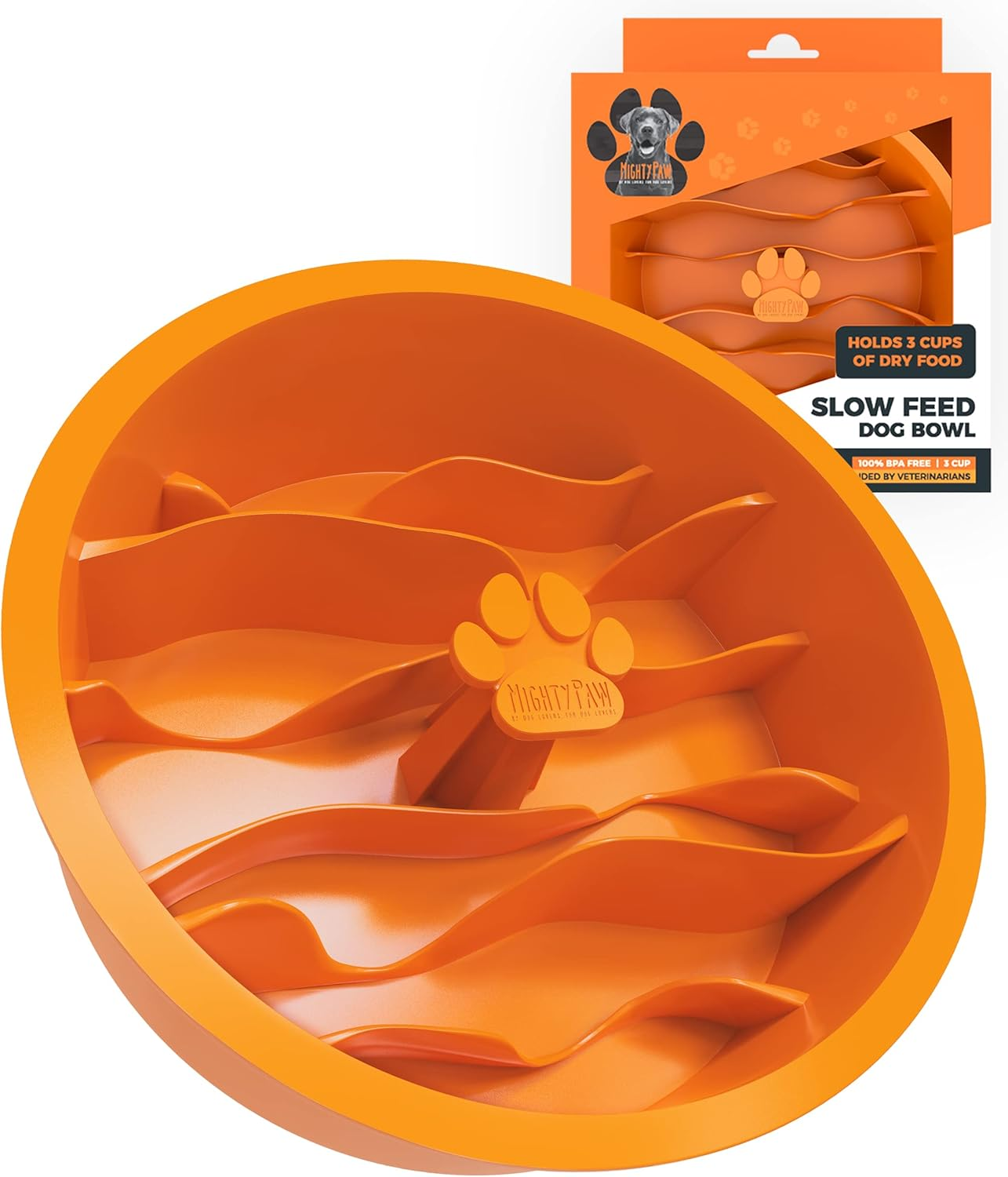 Mighty Paw Slow Feeder Dog Bowls | Interactive Dog Bow Insert - Silicone Puzzle Feeder Insert - Medium for All Sized Breeds (7" X 2")
