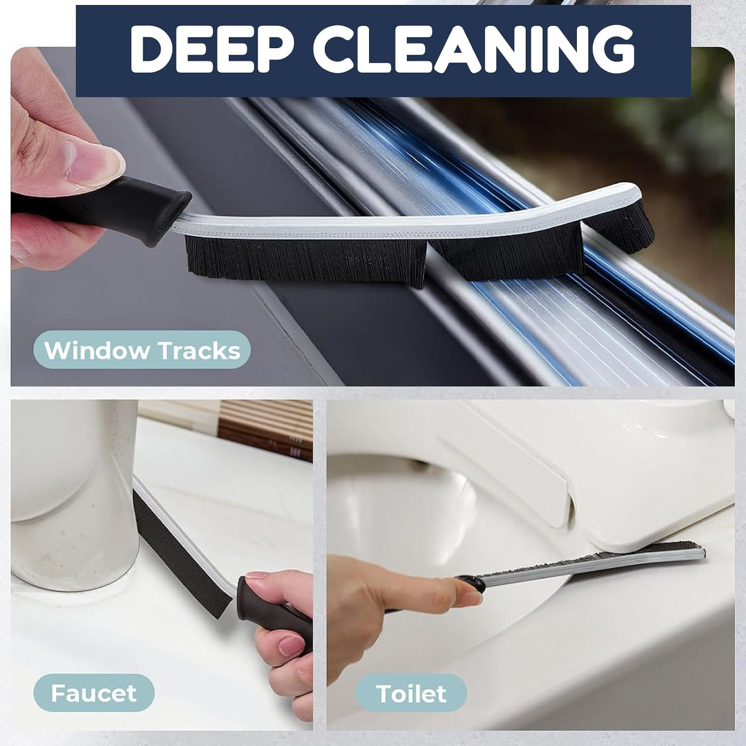 Heavy-Duty Crevice Cleaning Brush - Multi-Surface Hard Bristle Scrubber for Bathroom, Kitchen, Car, Grout & Tight Spaces, 25Cm Alloy Handle with Non-Slip Grip image number 1