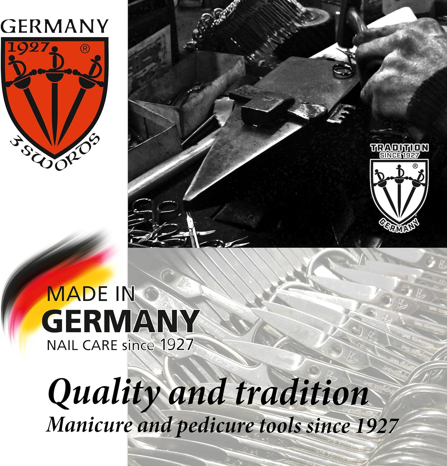 3 Swords Germany - Brand Quality STAINLESS STEEL INOX CURVED CUTICLE SCISSORS (1 PIECE) with Case for Manicure Pedicure - Nail Care by 3 Swords - Made in Solingen Germany