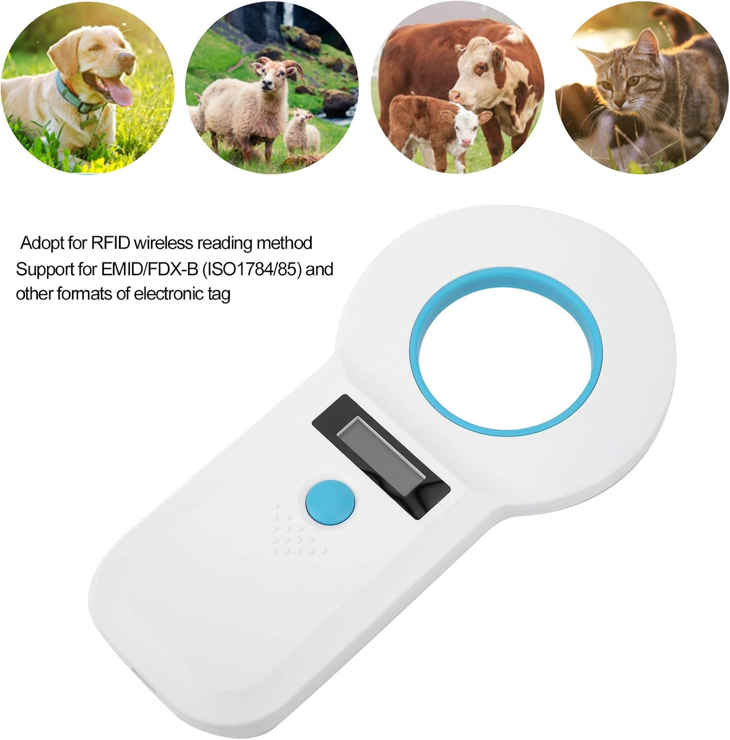 Pet Microchip Scanner, 34.2Khz 125Khz Rechargeable Animal Tag Reader for EMID FDX B,Animals Pets Dogs Cats Pigs Data Storage Display image number 5