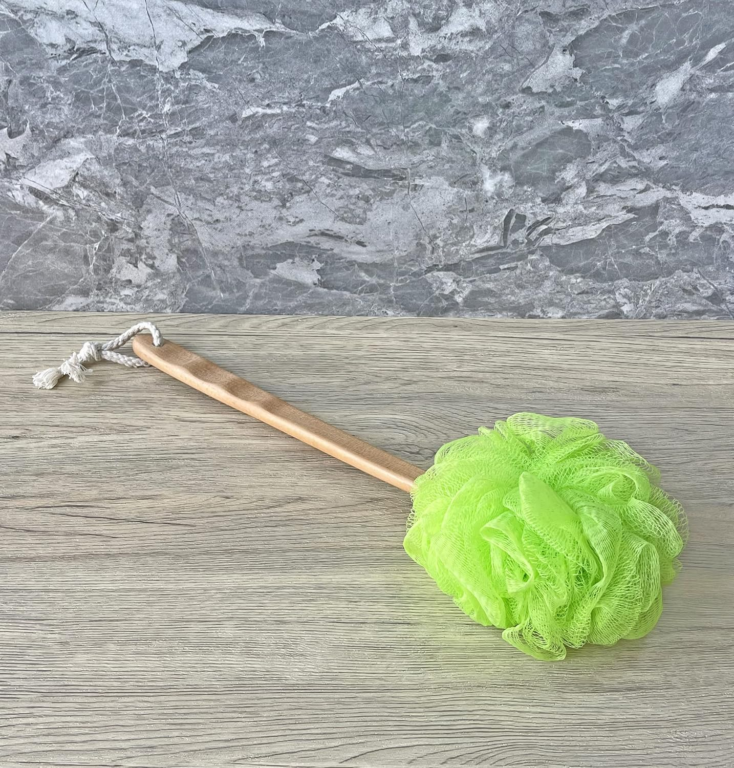Shower Loofah Body & Back Scrubber - Exfoliating Loofah Luffa Bath Brush on a Stick - with Long Wooden Handle Back Brush for Men & Women - Easy Reach Body Wash & Lotion Applicator（ 2 Pack- Green） image number 3