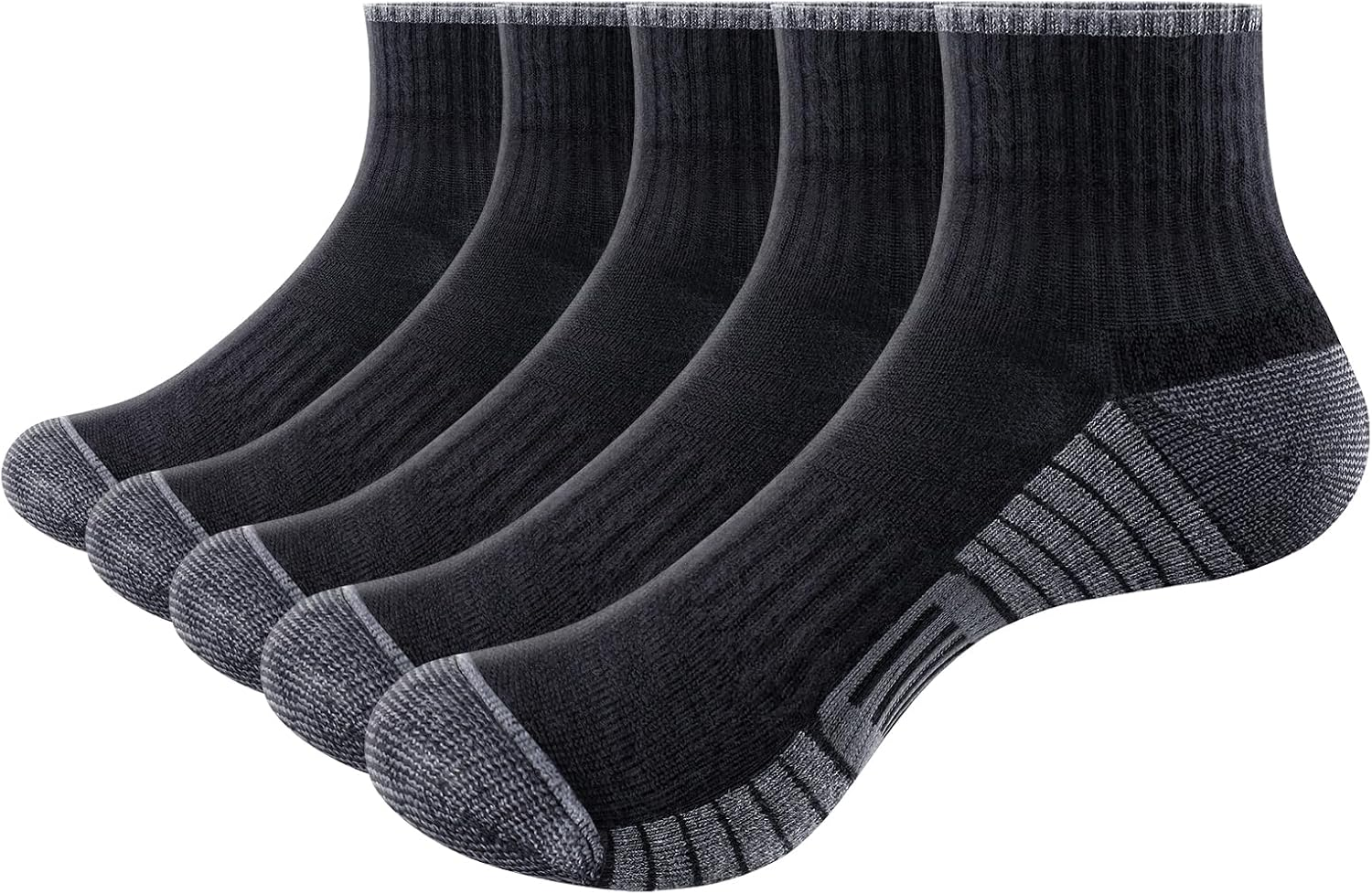 YUEDGE Mens Ankle Socks Breathable Cotton Quarter Socks for Men, Wicking Cushioned Running Socks Low Cut Performance Gym Tennis Athletic Socks, 5 Pairs image number 1