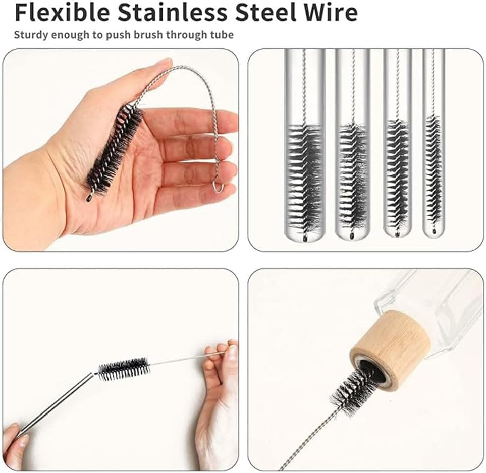 11 Types of Flexible Drainage Brushes and Straw Cleaning Brushes, Stainless Steel Double Headed Hose, Suitable for Fish Tanks, Glass Tubes, Homes, and Kitchens. Available in Two Colors (Yellow) image number 4