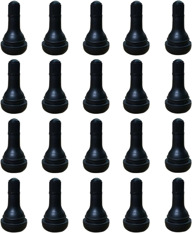 20Pcs TR415 Tubeless Valve Stems, Black Rubber Snap-In Valves Tubeless Tire Valve Stems Replacement for Tubeless 0.625 Inches Rim Holes on Standard Auto Tires