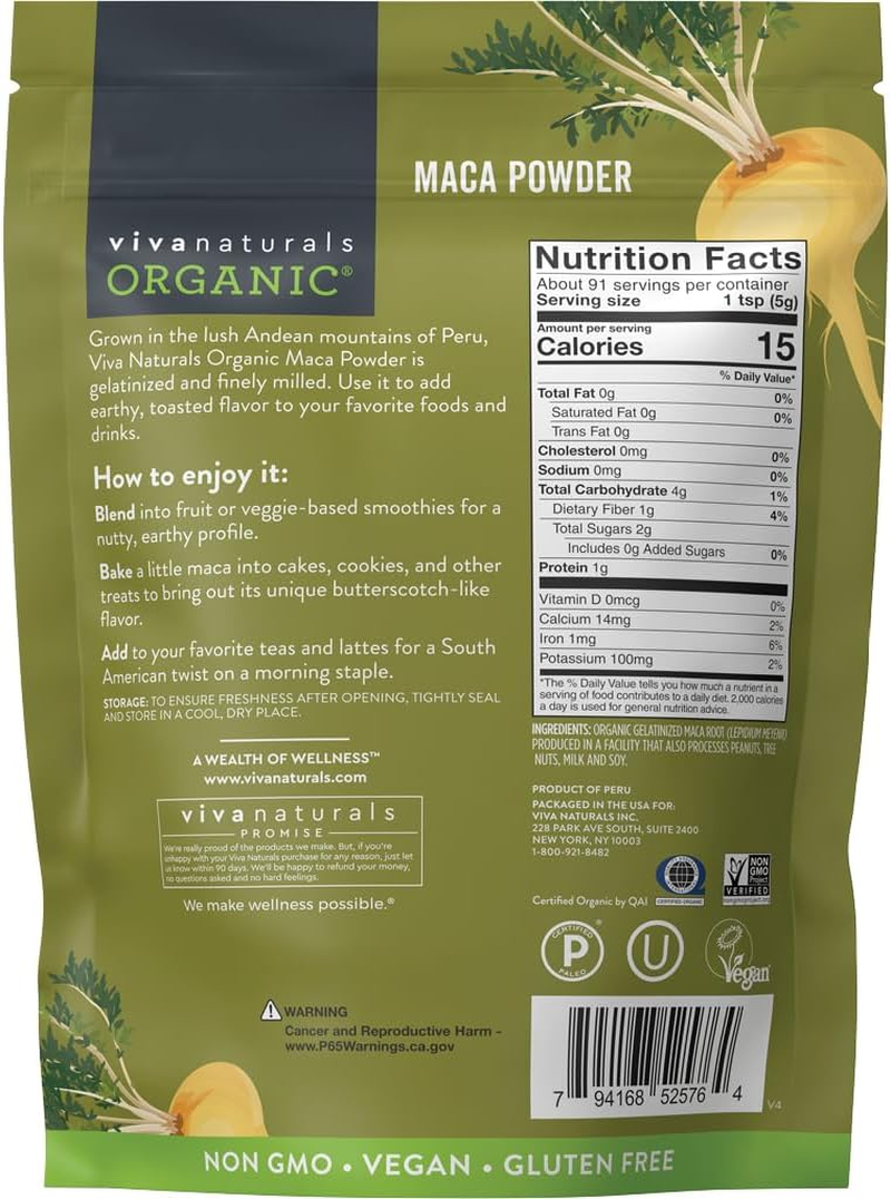 Organic Maca Powder 1Lb (16 Oz) Gluten Free Gelatinized Maca Powder for Easier Digestion, Certified Organic & Non-Gmo image number 5