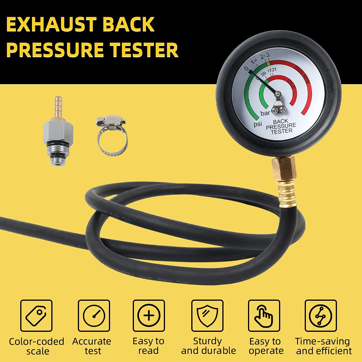 CMTOOL Exhaust Back Pressure Tester Kit with 6-Foot Hose, Gauge, Car Adapter (M12&M18) image number 4