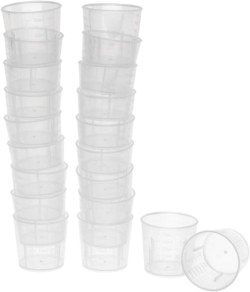 20Pieces 30Ml Clear Graduated Beaker Measuring Cup Kitchen Lab Tool image number 6