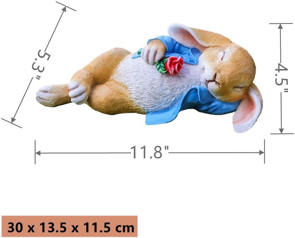 Ironrain Garden Statues Easter Rabbit, Fantasy Bunny Outdoor Art D&eacute;cor Animal Figurines Ornament for Thanksgiving Day, Christmas Statue Decorations for Garden Yard Lawn Indoor Sculpture (Blue) image number 1