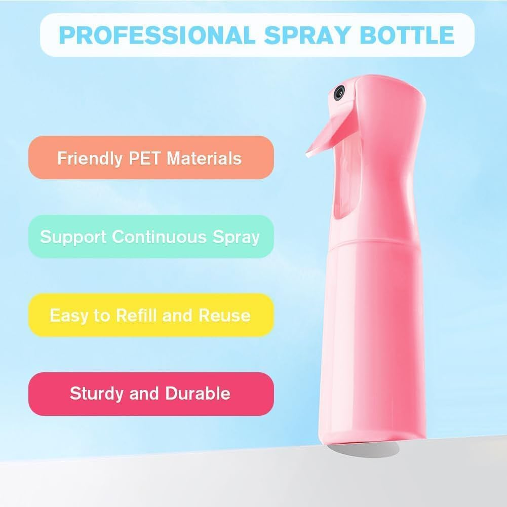 Continuous Spray Bottle, 6.8Oz/200Ml Ultra-Fine Mister, Hair Spray Bottle, Essential Oil Scents, Water Spray Bottle for Hair Curling, Cleaning, Plants, Pets, Skin Care (Pink)