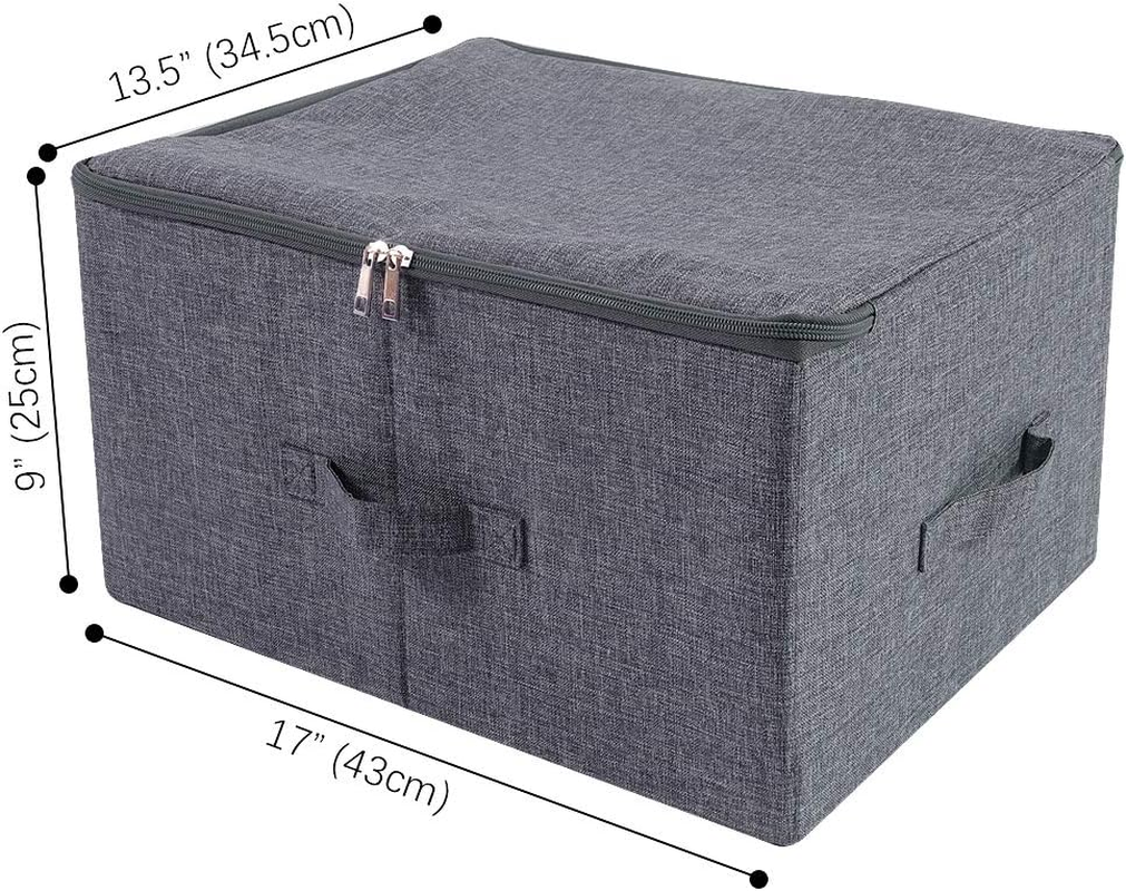 Iwill CREATE PRO Pack of 2, Fabric Folding Washable Clothes Storage Boxes with Zip Lid for Wardrobe, Black Gray