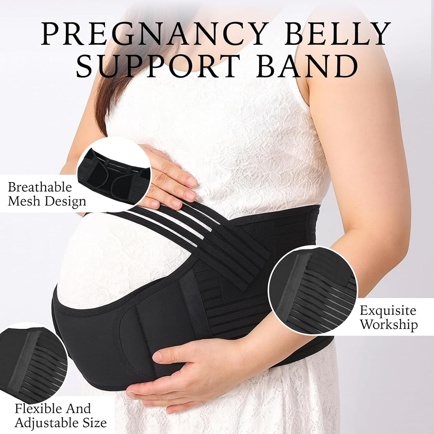 3 in 1 Pregnancy Support Belt, Maternity Belly Band for Back and Pelvic Pain Relief, Breathable and Adjustable Waist Support, Size XL, Fits 90-120Cm, for Prenatal and Postpartum Use image number 1