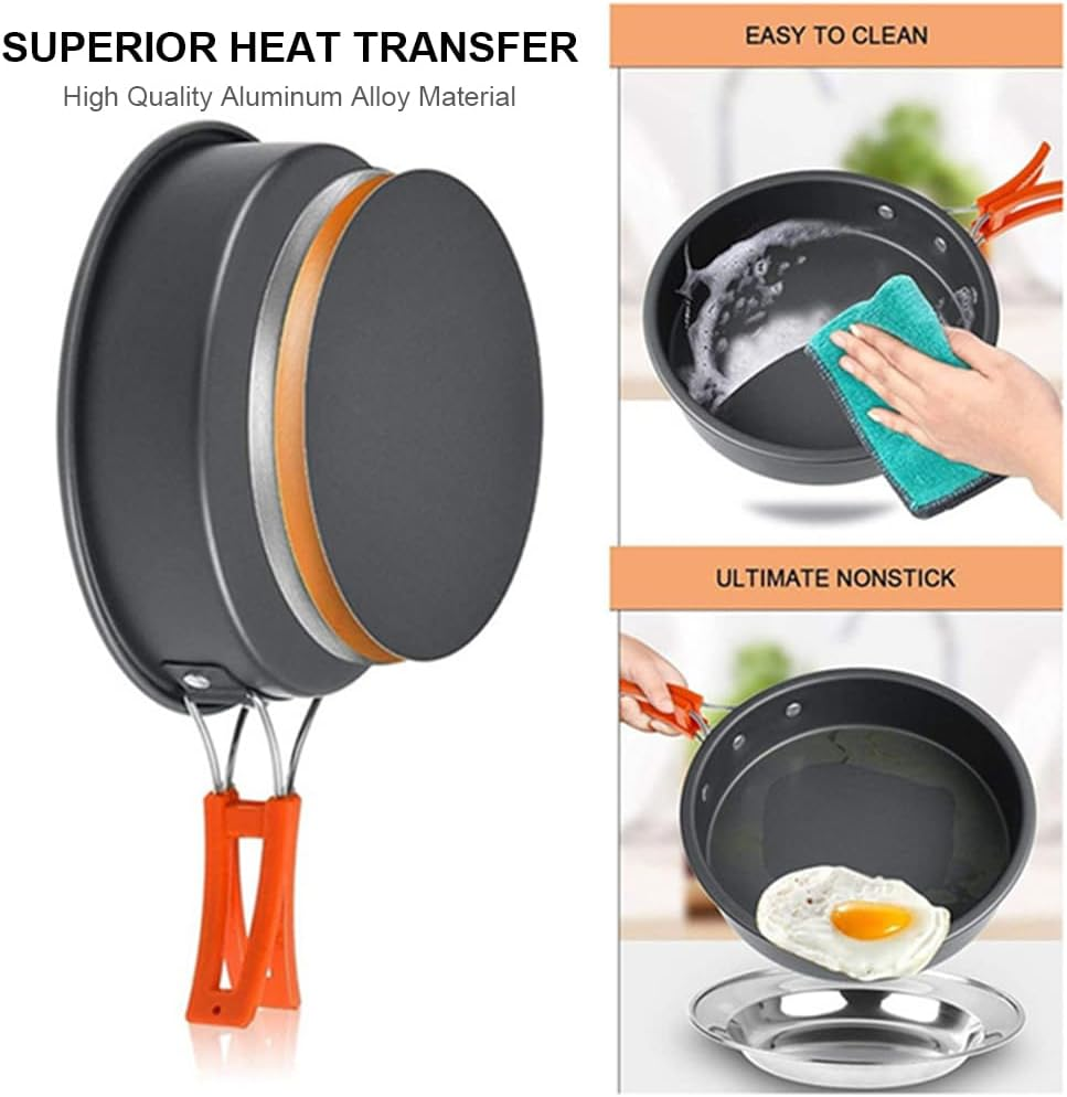 HHWRT Camping Cookware Set, Camping Cookware Kit, Compact Camping Pots and Pans Set, Non-Stick Lightweight Pot Pan Kettle Set, Camping Cooking Set for Outdoor Backpacking Picnic image number 6