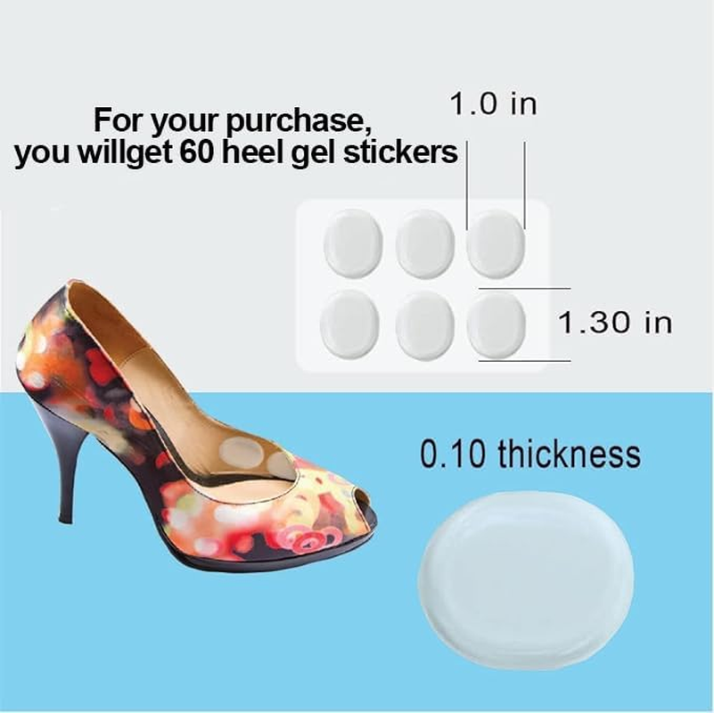 Silicone Gel Shoe Pads, 60 Pieces, Adhesive Blister Cushion Inserts