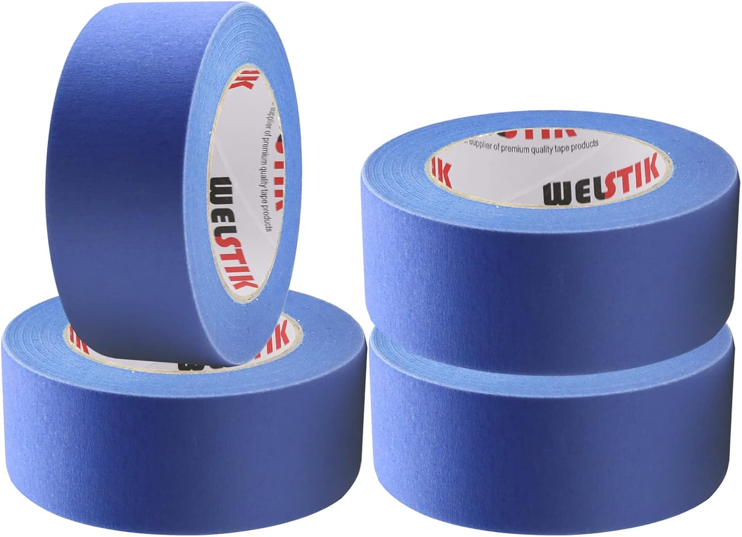 Welstik 50MM*55M Pro-Grade Blue Painters Tape 4 Rolls, Suitable for House Decoration, 3D Printer, Calligraphy and Painting, Advertising Production,Etc, Easy-Tear, Pro-Grade Removable Masking Tape image number 1