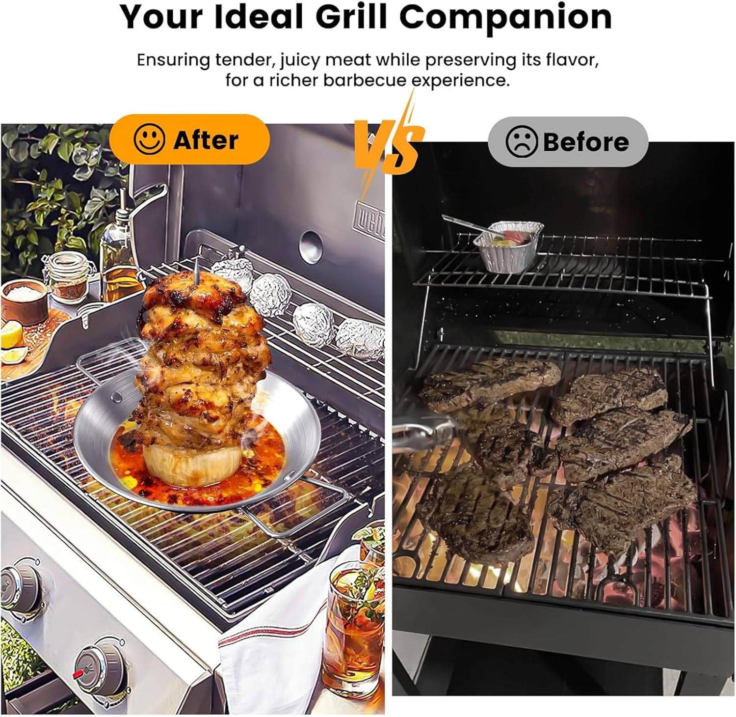 Al Pastor Skewer for Grill, Brazilian Spit Stand with 3 Removable Skewers (8&rdquo;, 10&rdquo;, 12&rdquo;) & Barbecue Tongs and 2 Brushes, Brushes, Perfect for Tacos Al Pastor, Shawarma, Kebabs, Smoker, BBQ, Oven image number 6