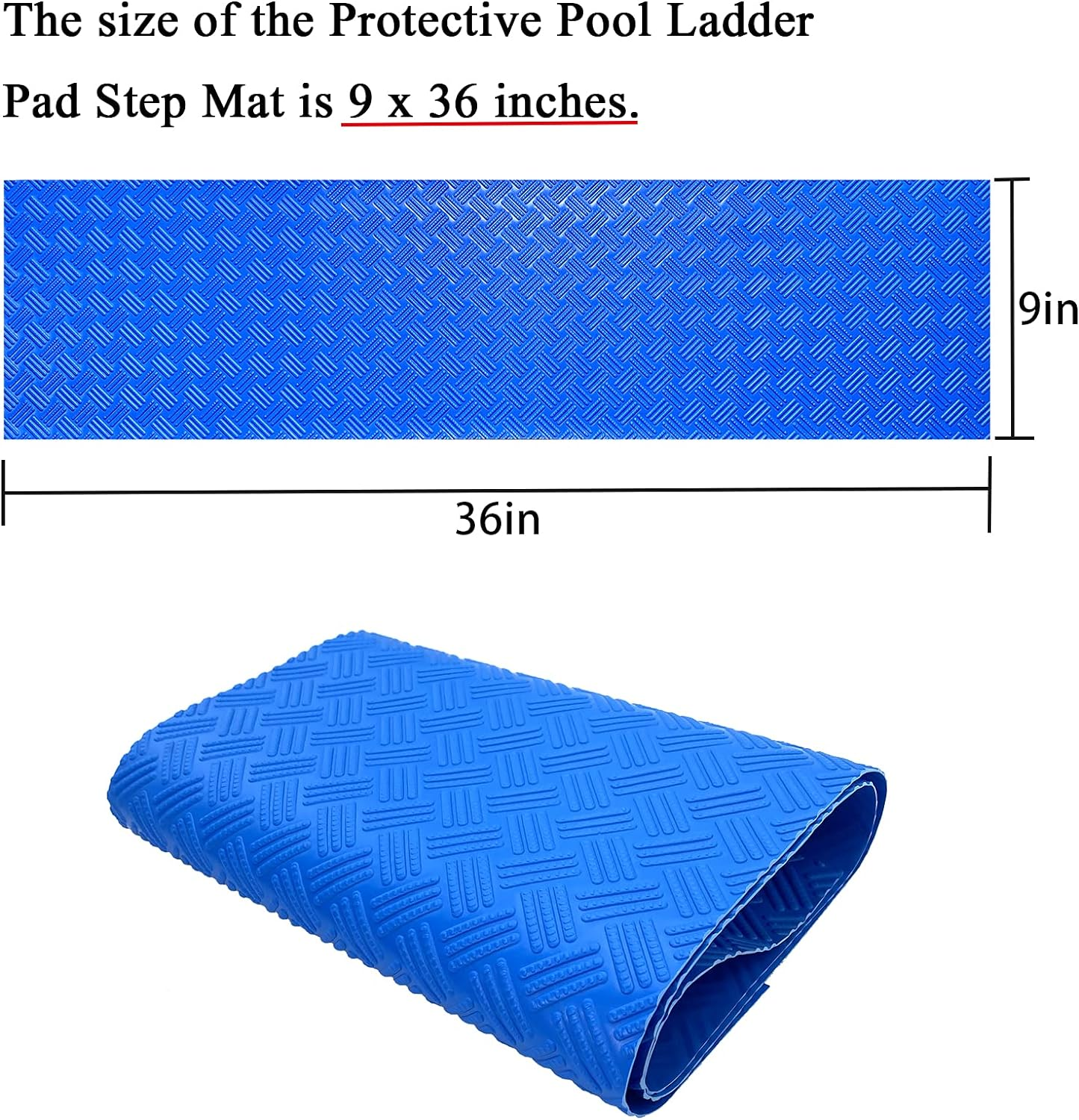SKARUMMER Swimming Pool Ladder Mat - Protective Pool Ladder Pad Step Mat with Non-Slip Texture, Blue Medium Pool Step Mat, Pool Liner Protection Mat 36 Inch X 9 Inch image number 2