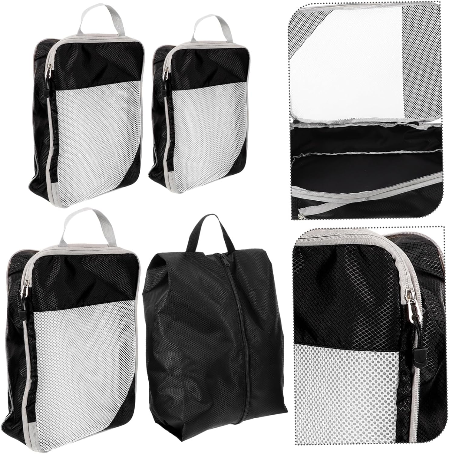 VANZACK 4Pcs Travel Packing Organizers Set with Mesh, Expandable Compression Cubes for Clothing, Shoes, and Toiletries Storage, Lightweight Luggage Bags for Suitcase and Travel Toiletry Gear image number 3