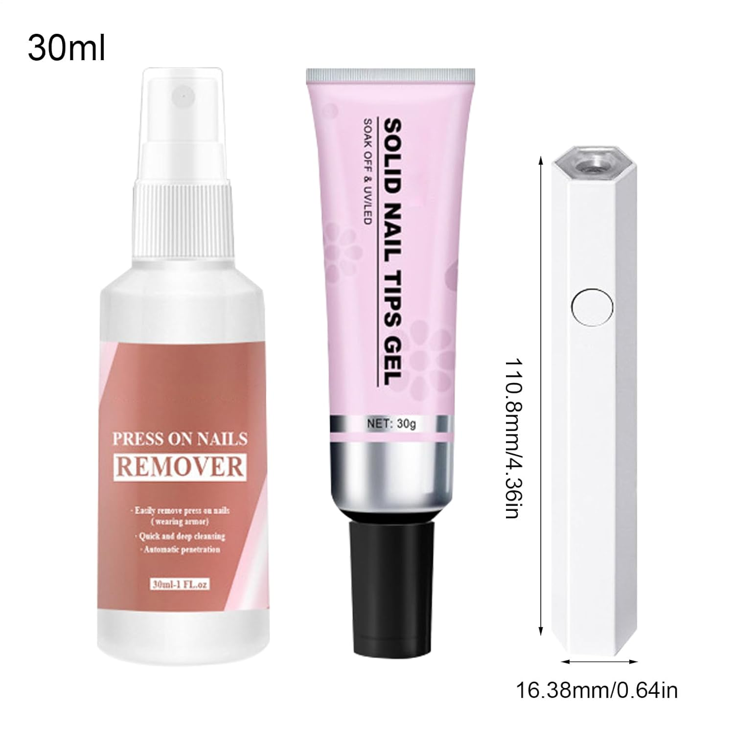 Solid Nail Glue Gel Kit with Uv Light & Remover - Nail Glue Remover for Press on Nailsl, Strong Solid Nail Glue, Long-Lasting 30+ Days with UV Light, Salon Professional Bundle for Press on Nails image number 4