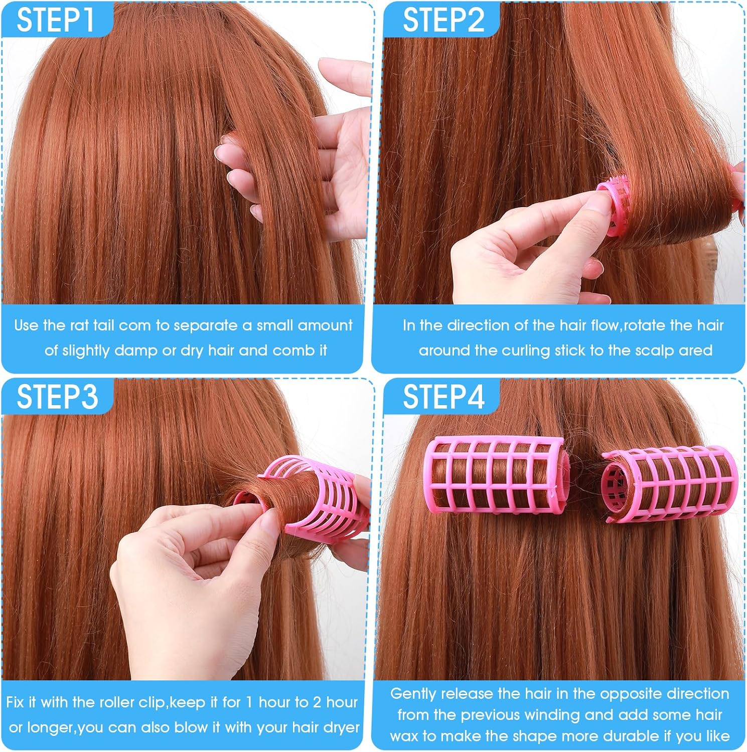 30Pcs Hair Curlers Rollers Set, 5 Sizes Self Grip Hair Rollers No Hair Damaging for Long, Medium Hair, Hair Rollers for Volum, Snap on Hair Curlers for Women Hair Styling (1.5/2/2.5/3/3.5 CM) image number 5