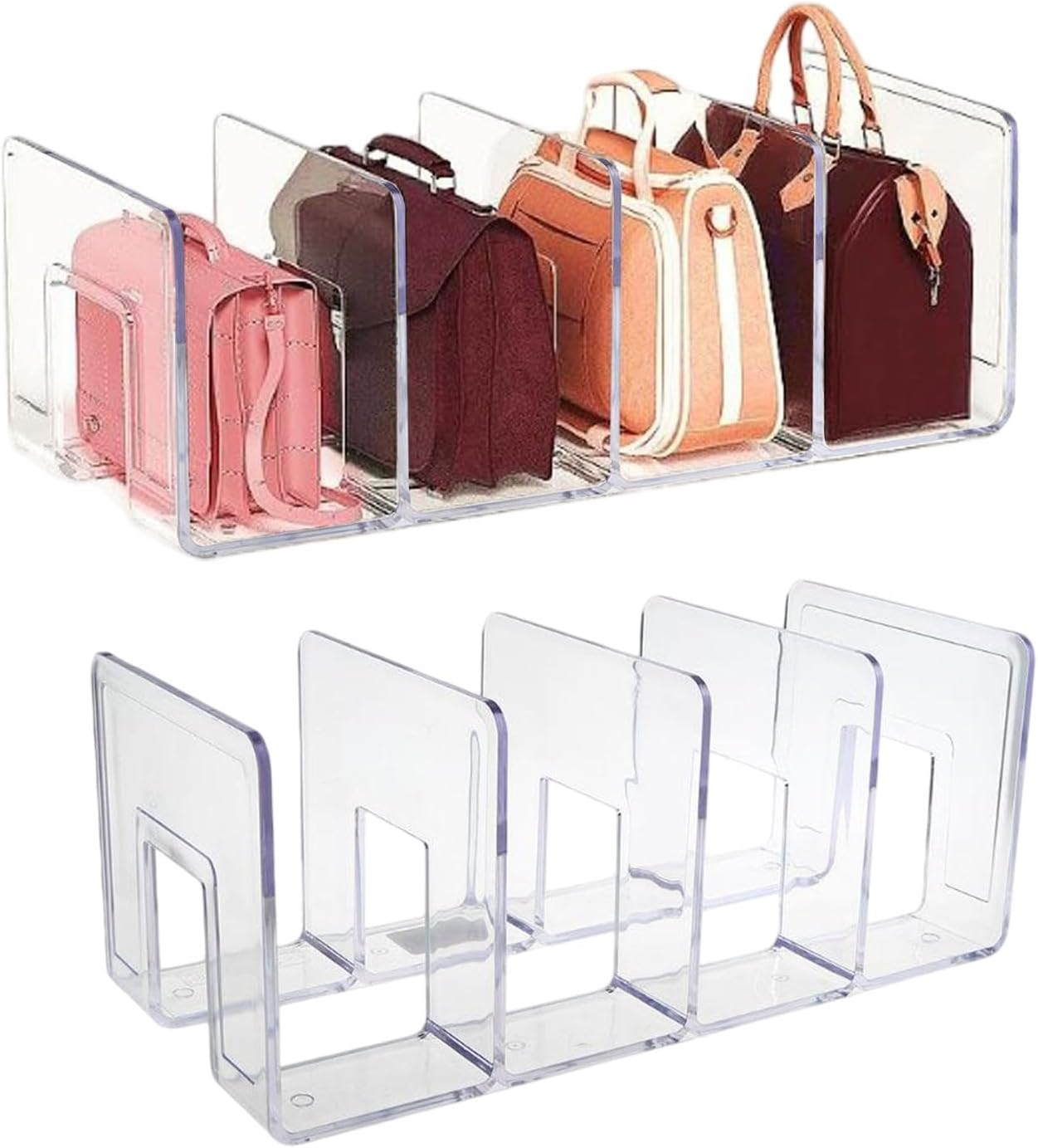 Krmoau Wallet Storage Organiser, Acrylic Purse Stand, Transparent Acrylic Pocket Divider - 2 X Bag Stand, Bag Organiser for Purses, Bags, Clutches, Carry Bags image number 6