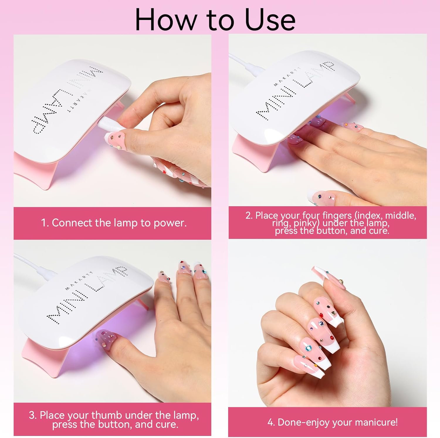 MAKARTT 6W LED UV Nail Dryer Curing Lamp 60S Timer USB Portable for Gel Nails Based Polishes image number 5