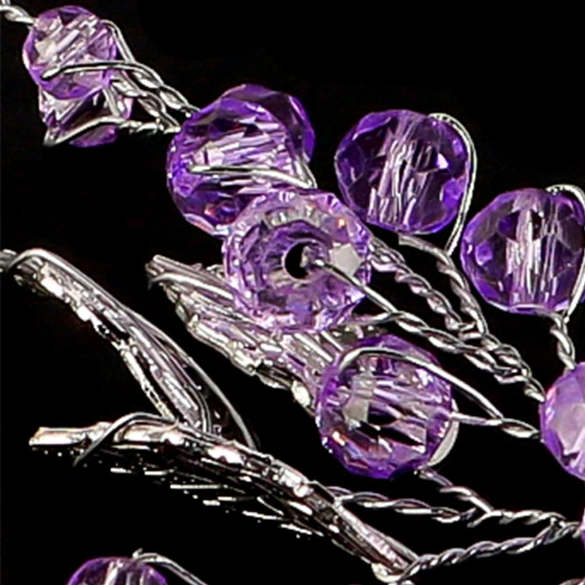 Laroal Elegant Bridal Leaf Crystal Rhinestone Hair Comb Headband - Purple and Silver Wedding Tiara for Women Girls Bridesmaids (14 * 7.5Cm) image number 1