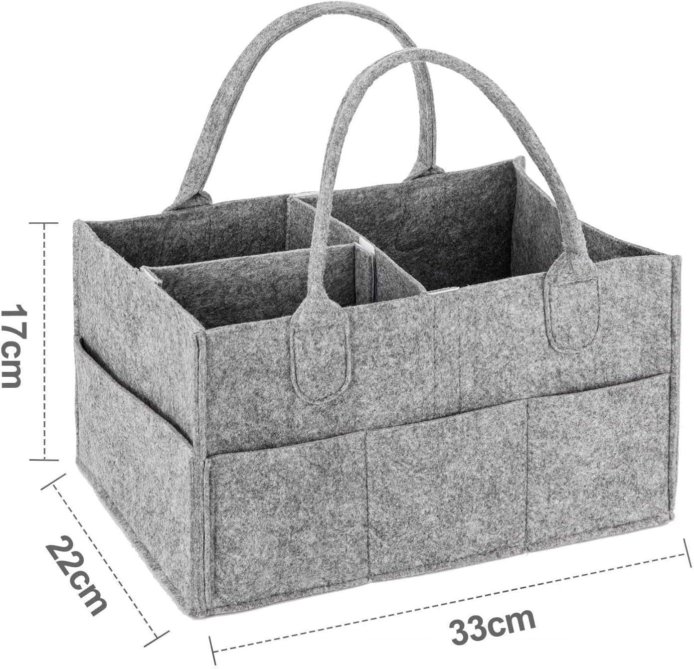 Mumoo Bear Baby Diaper Caddy Organizer for Changing Table, Nursery Storage Bin Basket with Handle, Felt Diaper Organizer Suitable for Indoor Outdoor -Grey image number 5