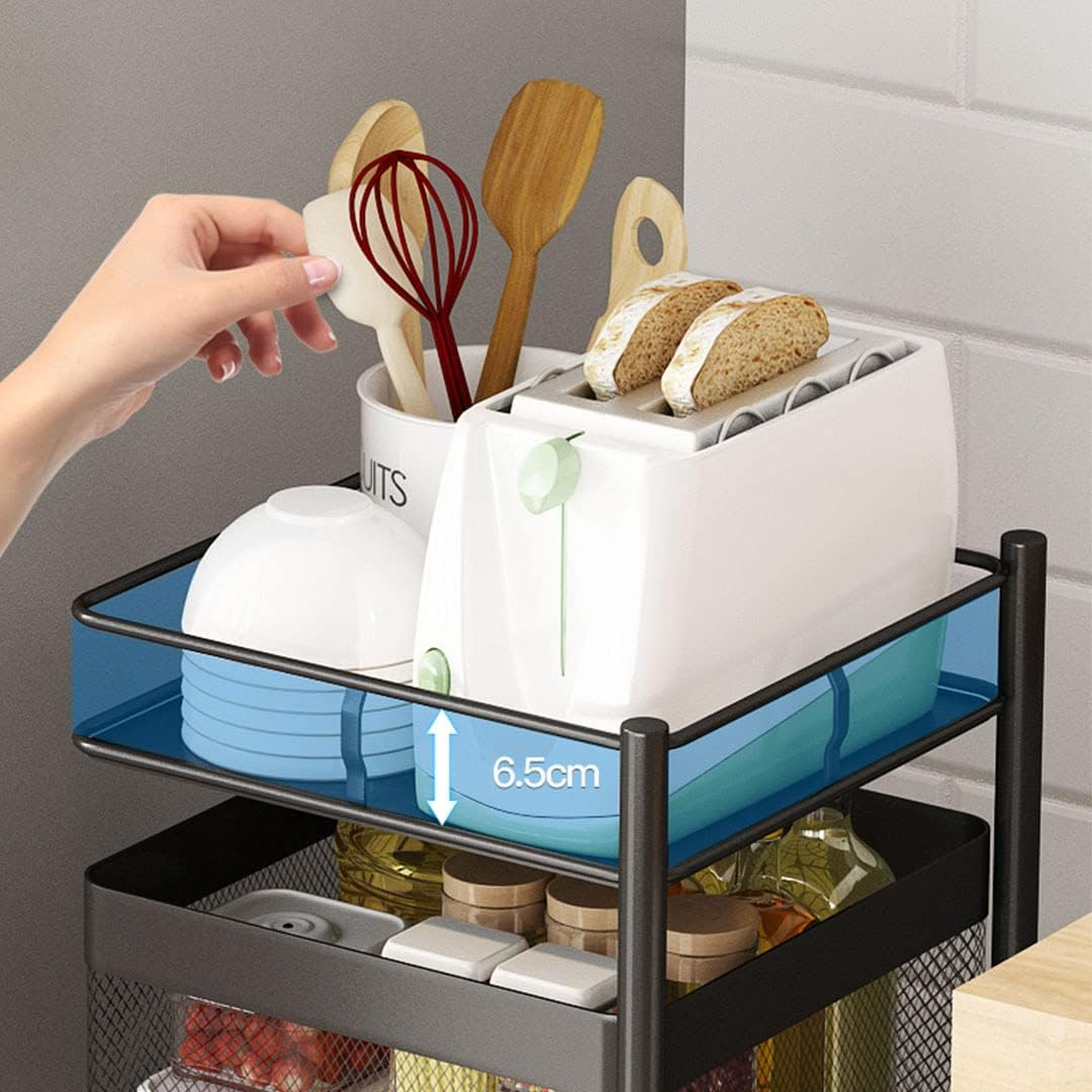 SOGA 2 Tier Steel Square Rotating Kitchen Cart Multi-Functional Shelves Portable Storage Organizer with Wheels image number 1