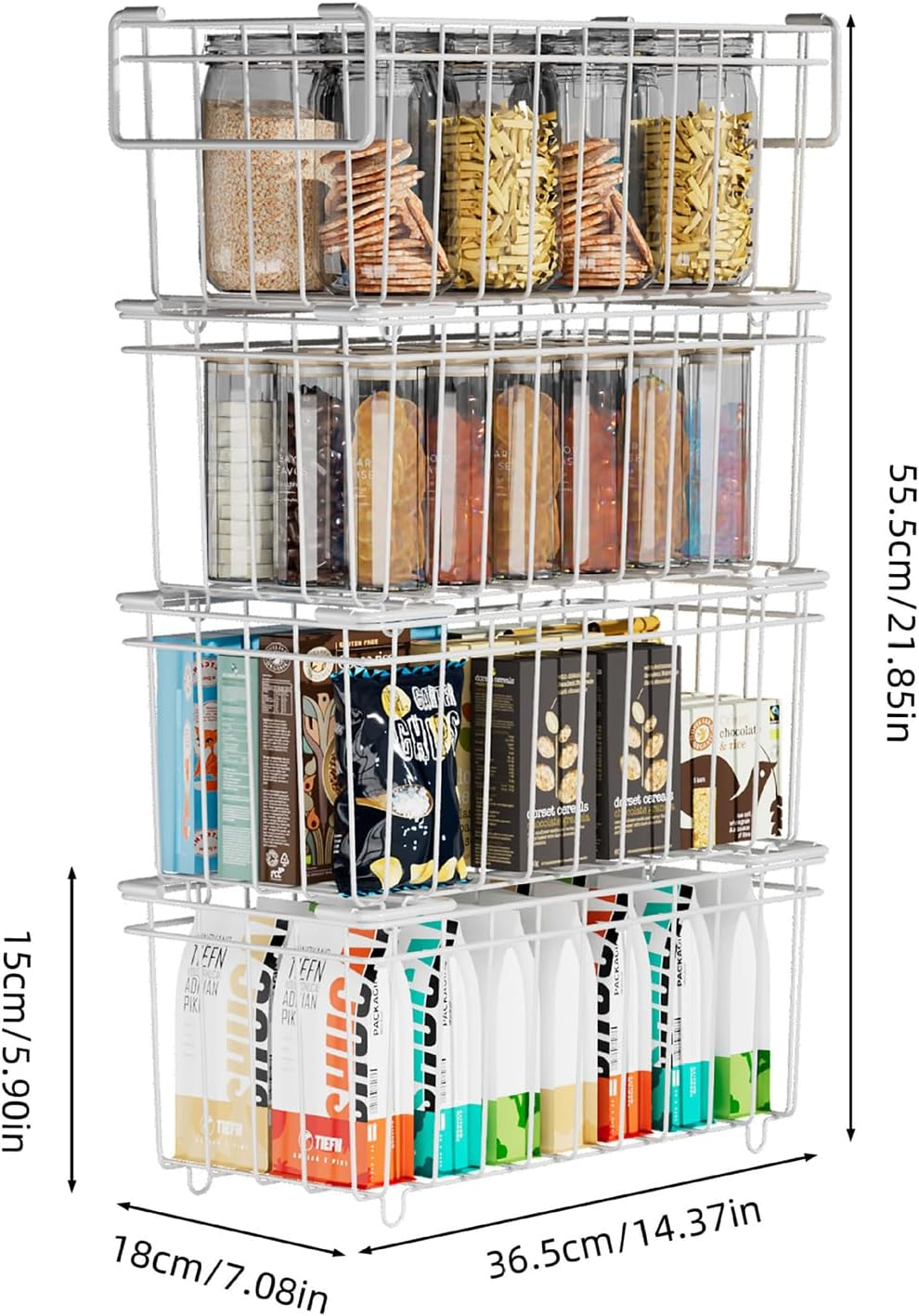 8 Pack Freezer Organizer Bins, Stackable Deep Chest Freezer Organizer Bins, Metal Foldable Baskets with Handles, Black Wire Freezer Storage Bins with Better Space Utilization (Black) - Black image number 5