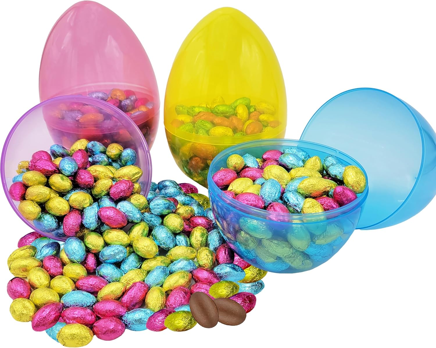 Massive Translucent Fillable Easter Eggs Colorful Bright Plastic Easter Eggs, Stands Upright, Perfect for Easter Egg Hunt, Surprise Egg, Easter Hunt, Assorted Colors, 8" Giant Fillable Eggs (4-Pack) image number 2