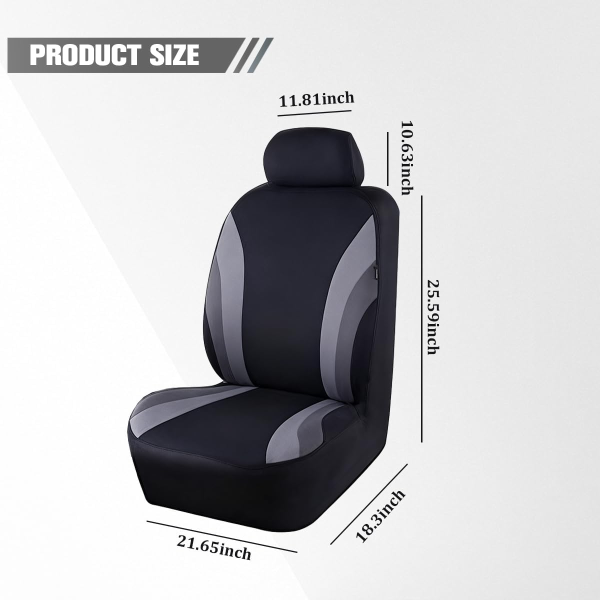 Sandfren Car Front Seat Covers Only, Sports Breathable Mesh Vehicle Front Seat Protectors with Removable Headrest Covers, Auto Interior Protection Accessories, Universal Fit (Gray) image number 3