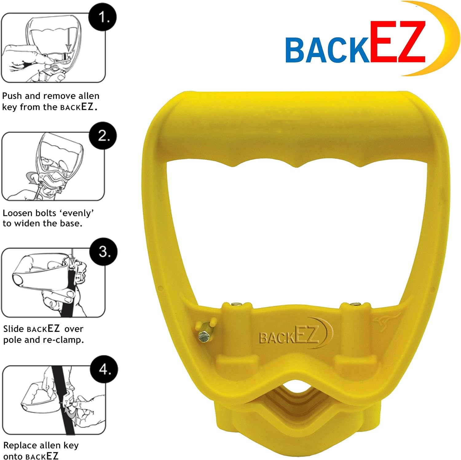 Back-Saving Tool Handle Labor-Saving Ergonomic Shovel or Rake Handle Attachment YELLOW