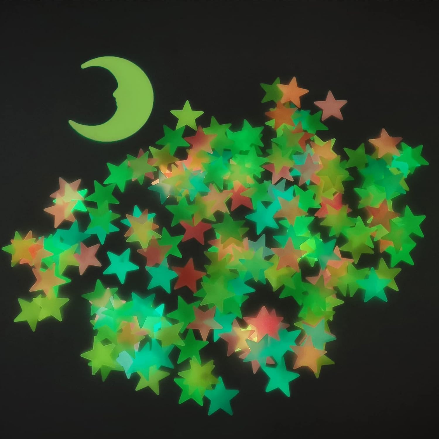 Fokmuaex 52Pcs Glow-In-The-Dark Stars and Moon Wall Stickers for Kids Boys Girls Room Decor