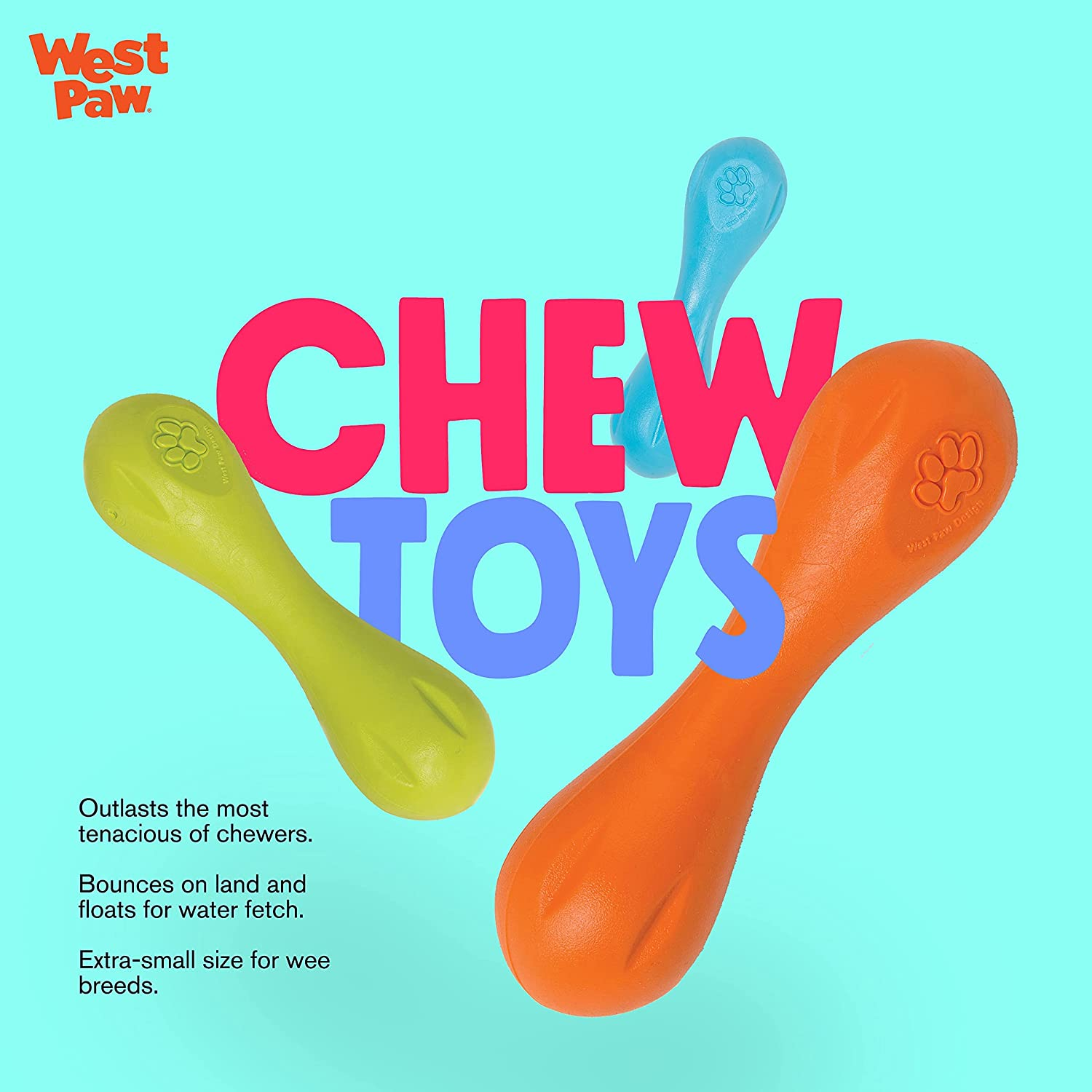 West Paw Zogoflex Hurley Durable Dog Bone Chew Toy for Aggressive Chewers, 100% Guaranteed Tough, It Floats!, Made in USA, Large, Tangerine image number 4