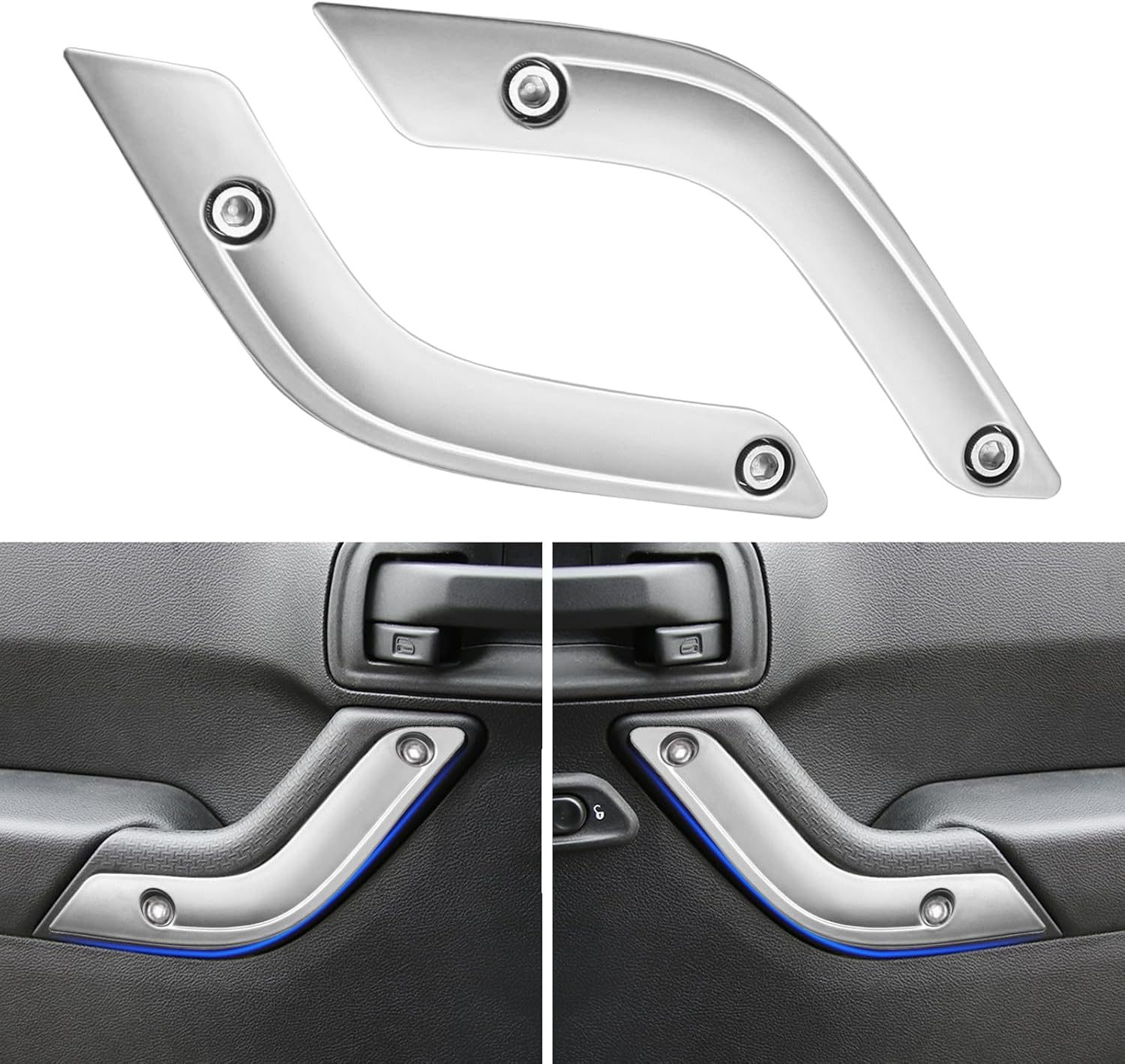 UOIENRT 2Pcs Interior Door Grab Handle Inserts Cover Trim Replacement for Jeep 2011-2018 Wrangler Jk(Left+Right) image number 6