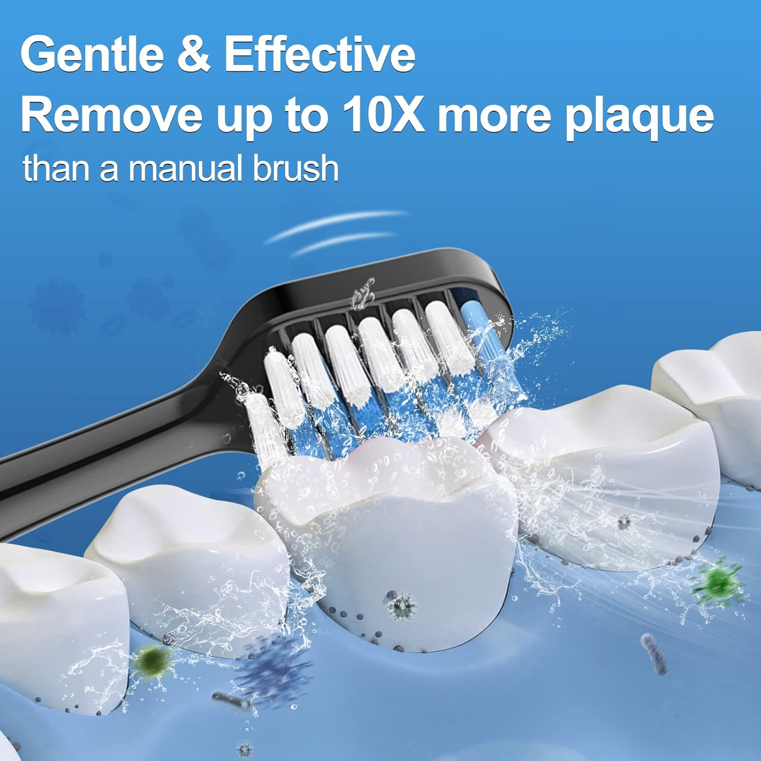 Harobey Replacements Toothbrush Heads for Waterpik Complete Care 5.0/9.0 (WP-861/CC-01), STRB-10WB, Pack of 10, Black image number 6