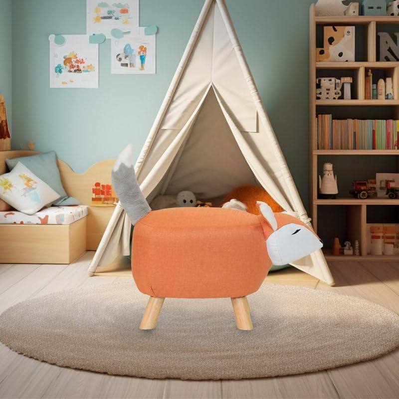 Extra Large Premium Handcrafted Wooden Animal Stools,Adorably Crafted with Fine Details, Multi-Purpose for Kid'S Seat, Decorative Furniture Piece or Shoe Changing Stool.(Fox) image number 3