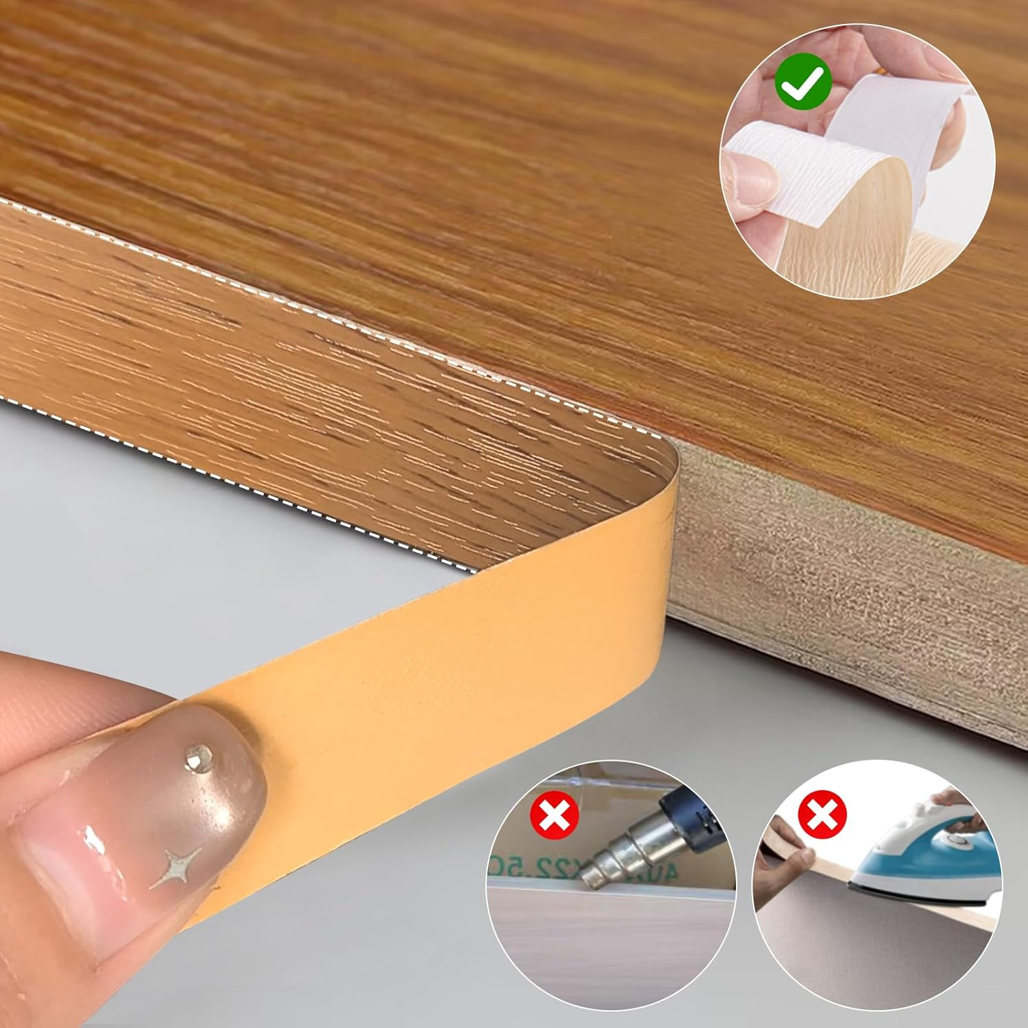 Edging Tape,Veneer Furniture Edging Strip,Self-Adhesive Edge Banding,Wood Veneer Trim for Tables,Chairs,Panels Renovation（10Meters #2） image number 4