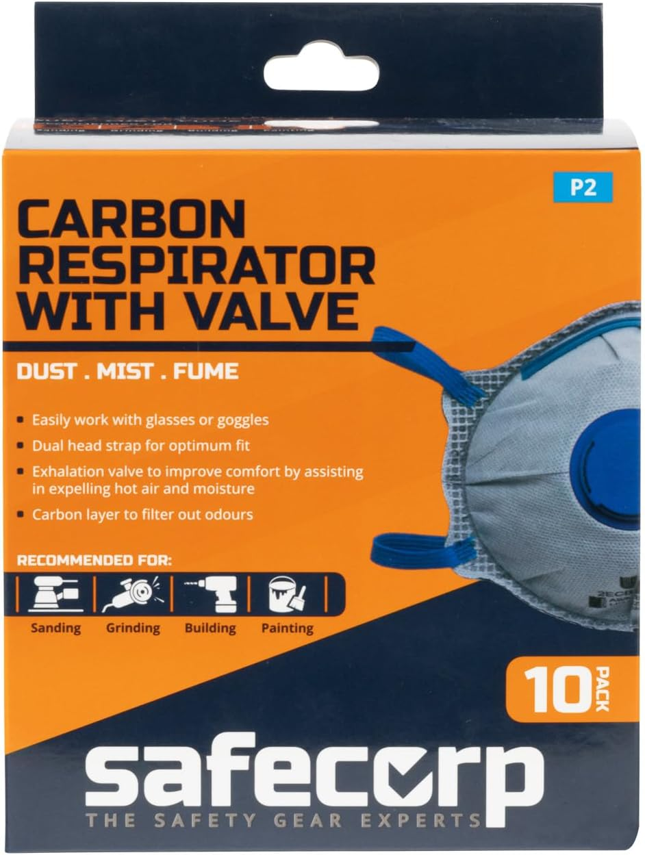 P2 DISPOSABLE RESPIRATOR MASK with CARBON VALVE 10PK image number 3