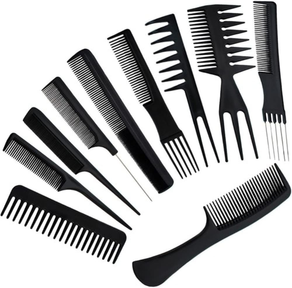 PARENCE - Set of 10 Anti-Static Hair Combs, Professional Anti-Static Heat Resistant Hairdressing Combs, Fine and Wide Tooth Hairdressing Comb (10 Combs) image number 4